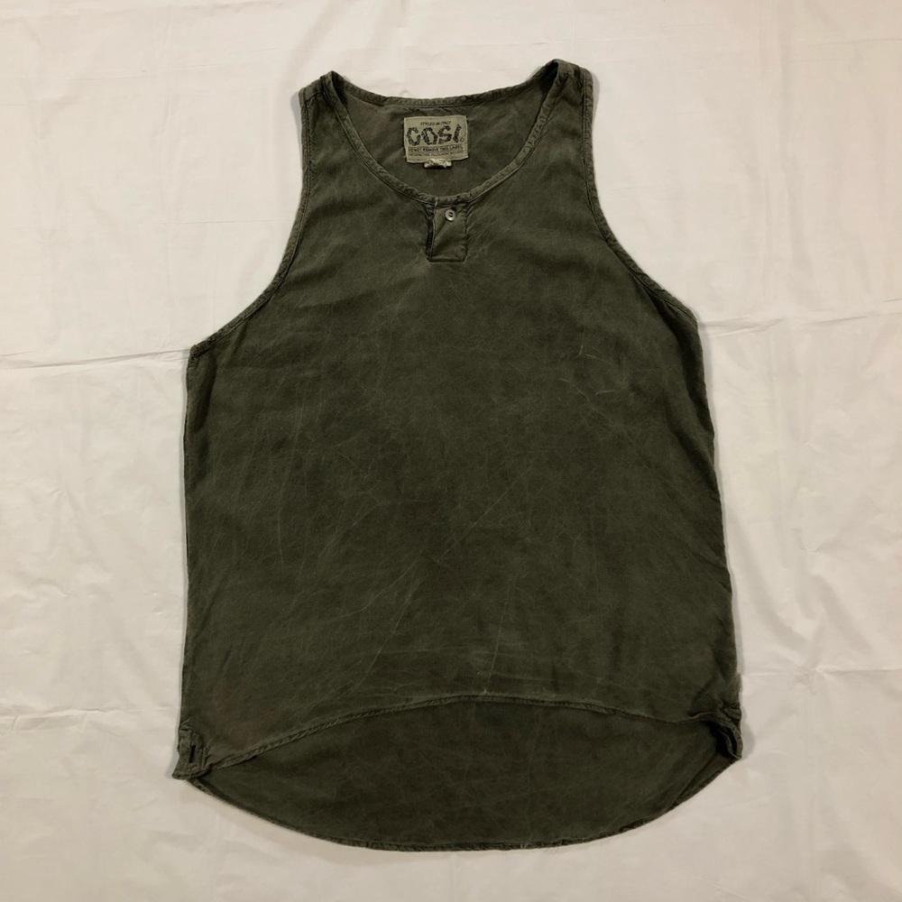 COSI Women’s 100% Rayon Pullover Hi-Low Hem Green Flowy Tank Top size L